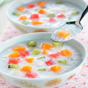 鮮果椰汁西米露::食譜
