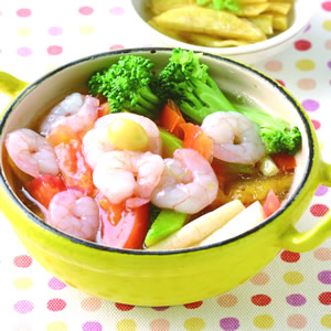 蝦仁雜菜煲::食譜