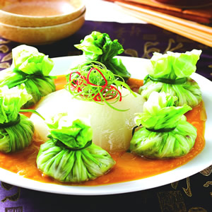 白玉南瓜鑲福袋 ::食譜